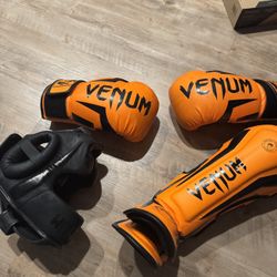 VENUM boxing Gloves, Shinguards, Head Gear -  Elite  Striking Package For MMA Fighting UFC .