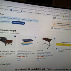Hospital Bed Fully electric, and side table