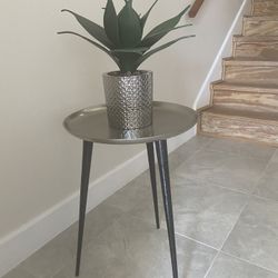 Artificial Plant In Silver Vase