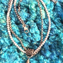 Silver,  pearls, and silver chain an accent necklace
