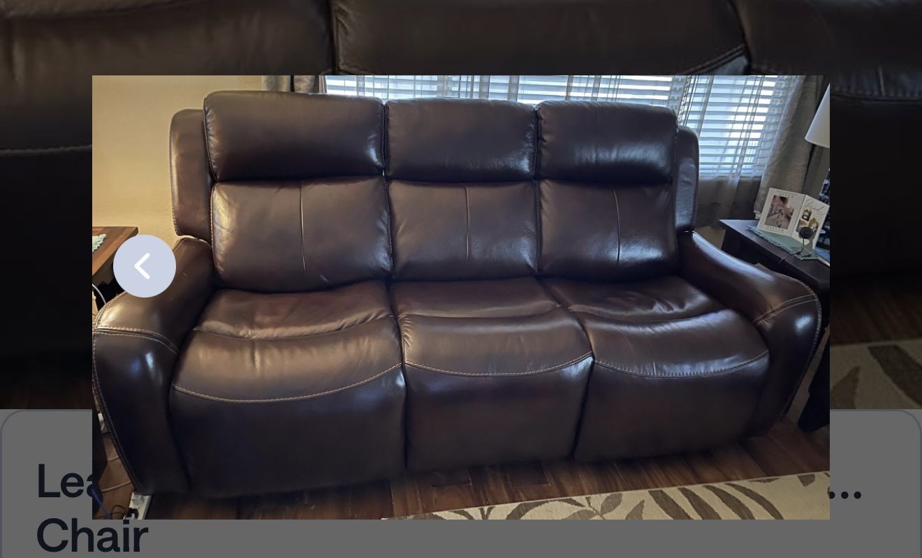 Leather Reclining Sofa, Loveseat And Chair 