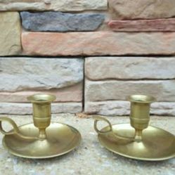 Vintage Brass Finger Loop Candlestick Holders 