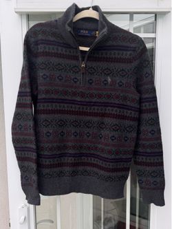 Polo Ralph Lauren Fair Isle Quarter-Zip Sweater - Men Size Small Wool & Cashmere $350+ New w/out tag