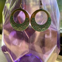 Circular Earrings With Turquoise Filigree