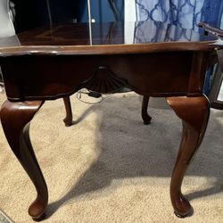 two wood end tables 