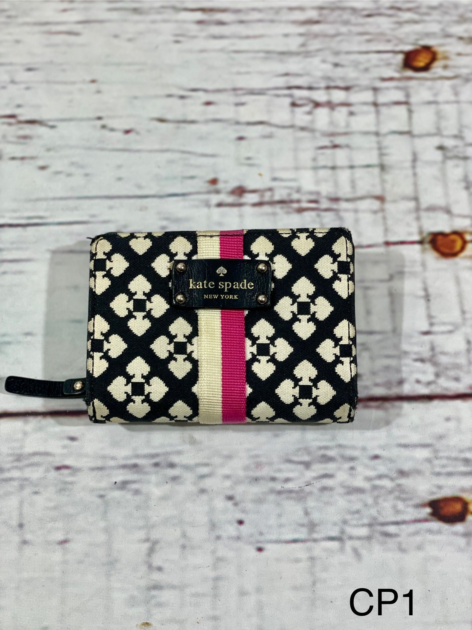  KATE SPADE Mini multi color Signature Canvas Zipper Wallet 