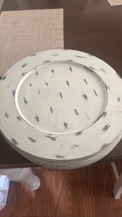 6 distressed charger plates