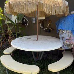 FREE - Outdoor Picnic Table with Benches & Tiki Umbrella