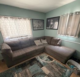 Gray Fabric Sectional Sofa with Chaise