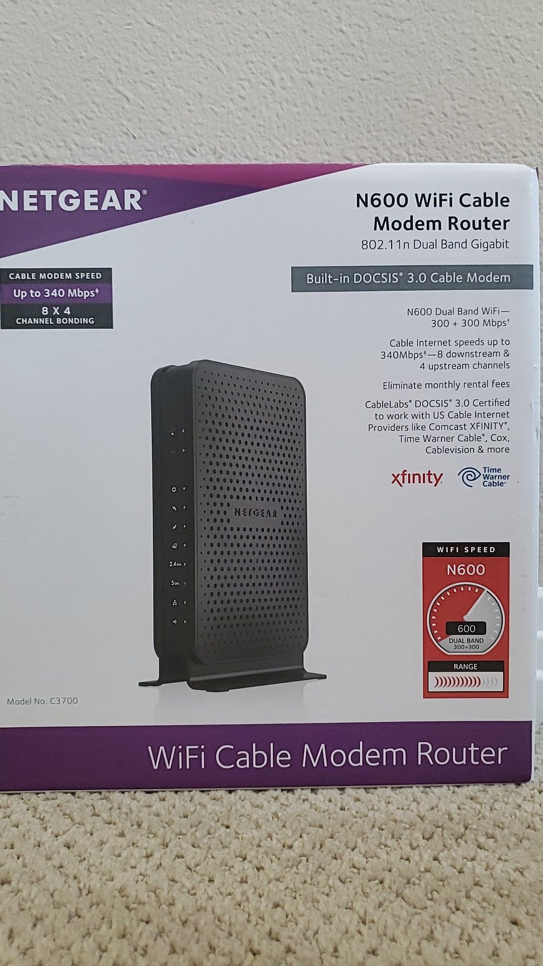 Netgear N600 Wi-Fi Cable Modem Router