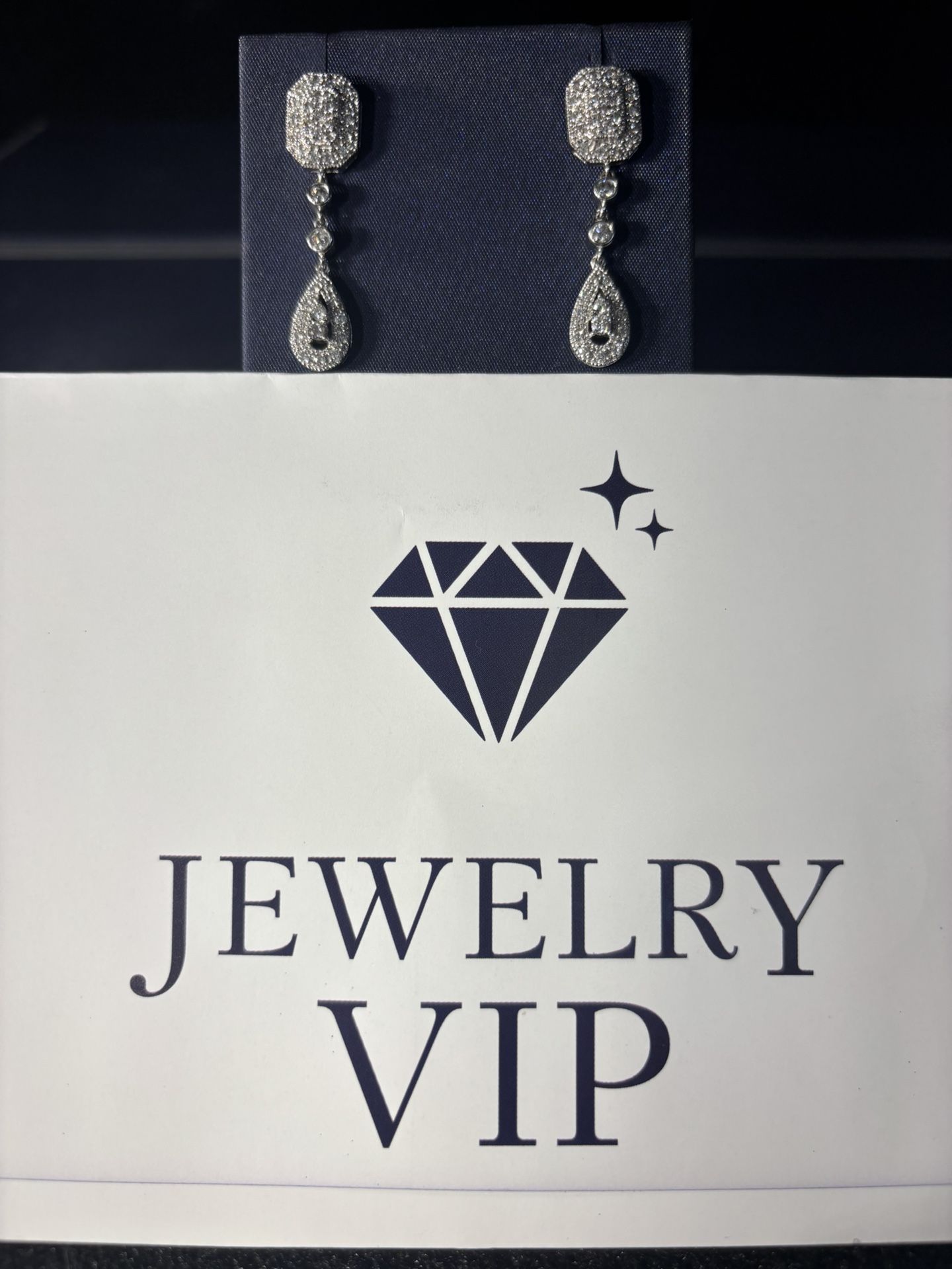 14K White Gold Cluster Earrings