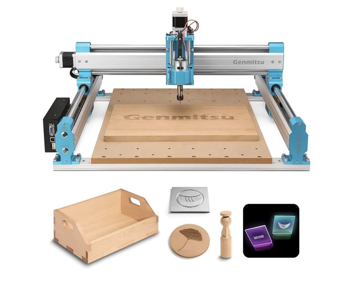 Genmitsu CNC Router And Laser Machine 4040-PRo for Woodworking Metal Acrylic MDF Nylon Cutting Milling, GRBL Control, 3 Axis CNC Engraving Machine 
