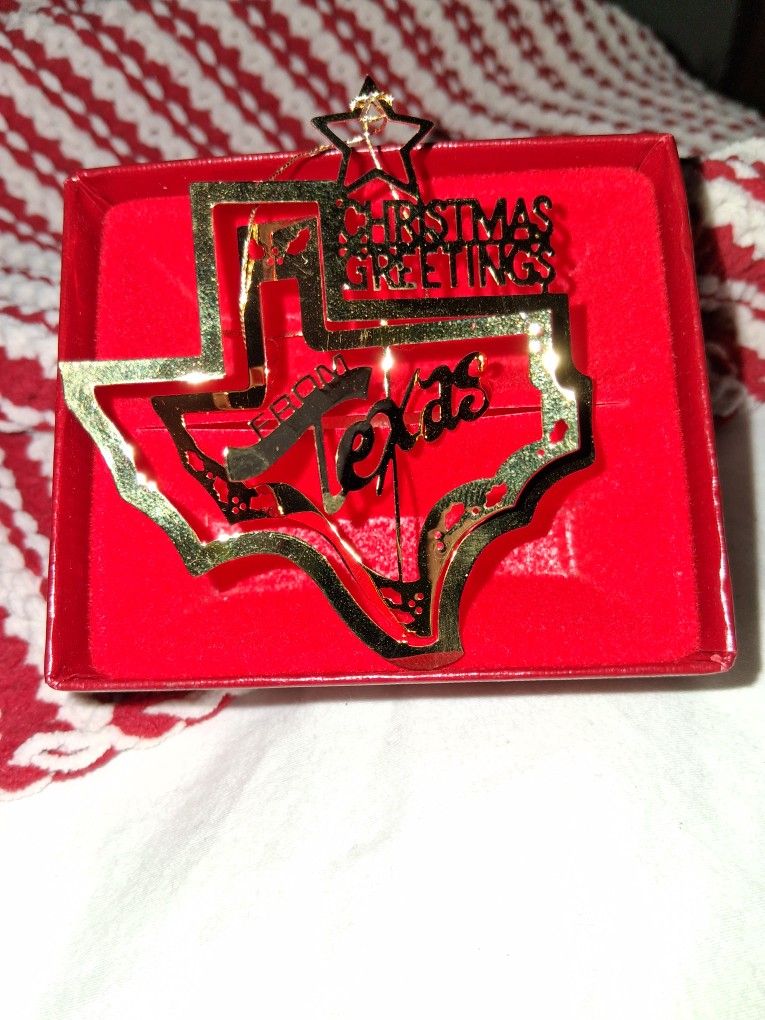 Vintage Marshal Fields Dipped Gold Texas 3D Ornament New