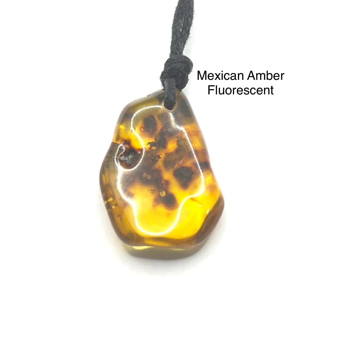Mexican Amber Genuine Necklace with Adjustable Cord -Fluorescent