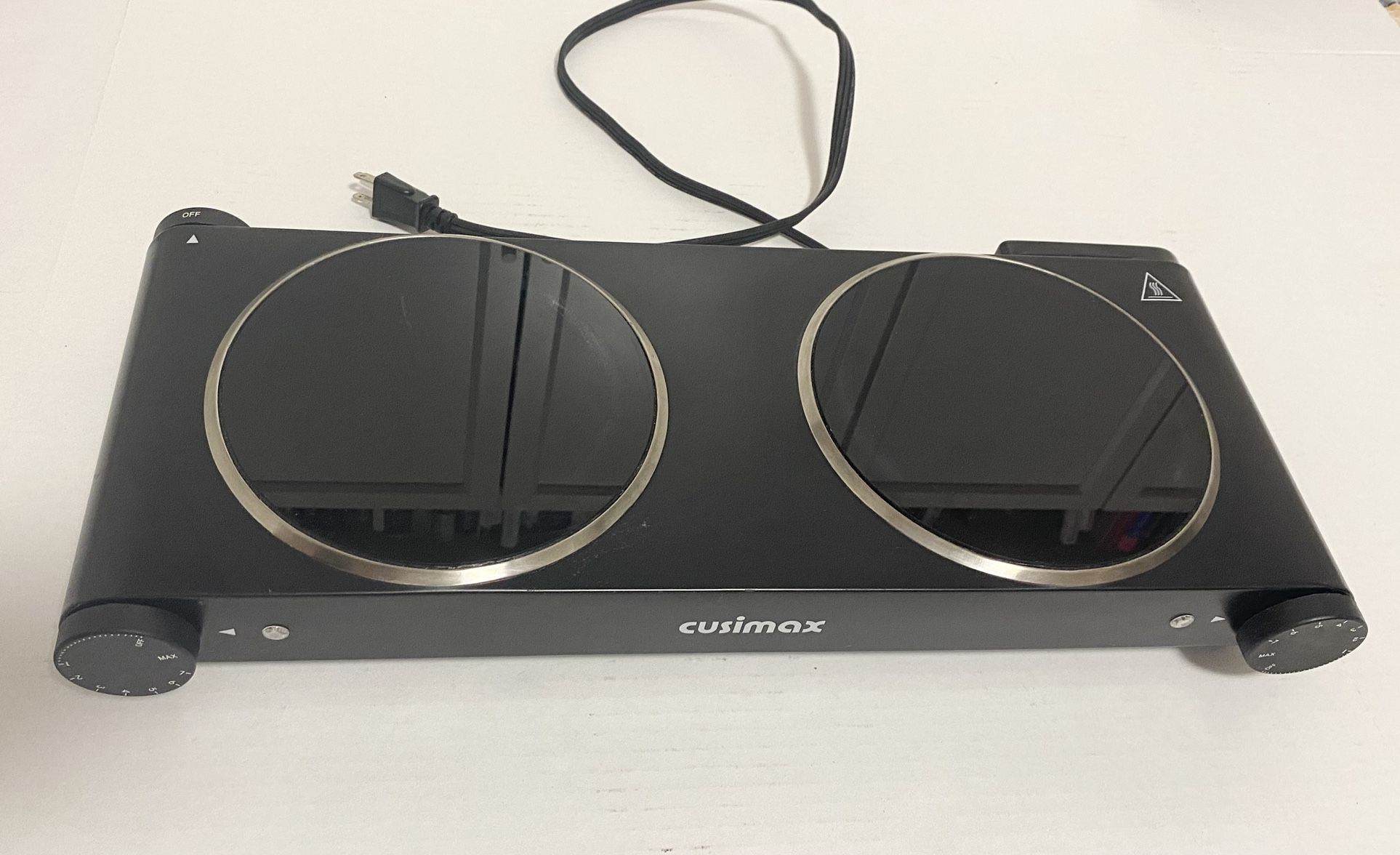 Cusimax 900 W + 900 W Electric Hob - Ceramic Portable Double Hot Plate