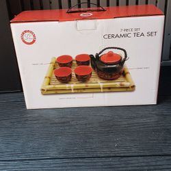 Ceramic Tea Set With Bamboo Tray BRAND NEW !!!