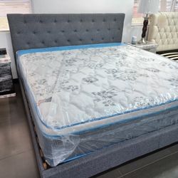 KING-size -- NEW Boxed Bed Frame And Pillow Top Mattress