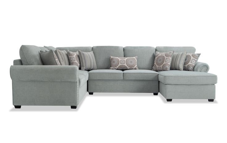 Baby Blue Left-Arm Facing Sectional With Storage & Bed