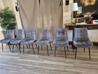Set 6 chairs Velvet Grey Exelent Condition