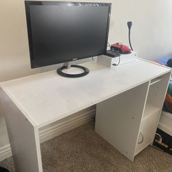 White Gaming/Work/Study Desk + Office Chair