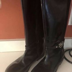 NEW Michael KORS black silver LOGO DRESS BOOTS girl youth size 5 