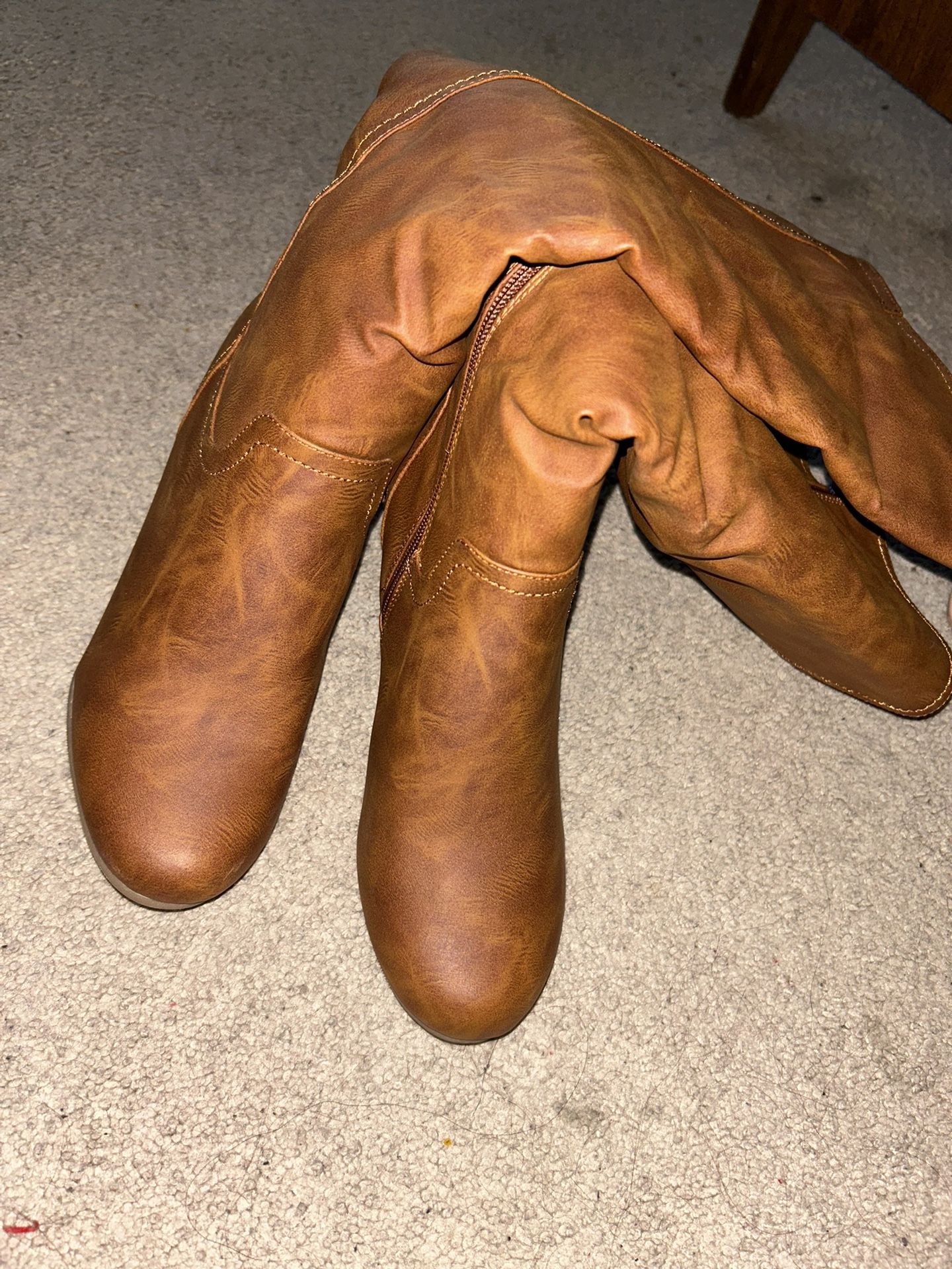Brown Wedge Knee High Boot Women