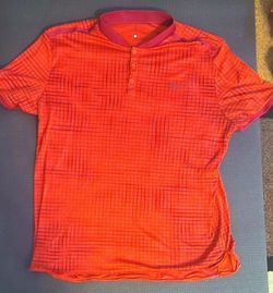 Nike Men’s Polo Shirt – Red Grid Pattern – Size Large