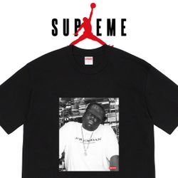 Supreme Jordan Biggie S/S Top Photo Shirt Black Size XL Nike Air Retro Box Logo BOGO Hoodie Travis Scott Concert Merch Photo Tee Shirt T-Shirt Utopia 