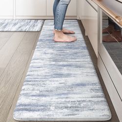 (9999-18) Kitchen Mats for Floor, Abstract Kitchen Rugs Sets of 2, Anti Fatigue Mats for Kitchen Floor, Cushioned Comfort Kitchen Floor Mats for Sink 