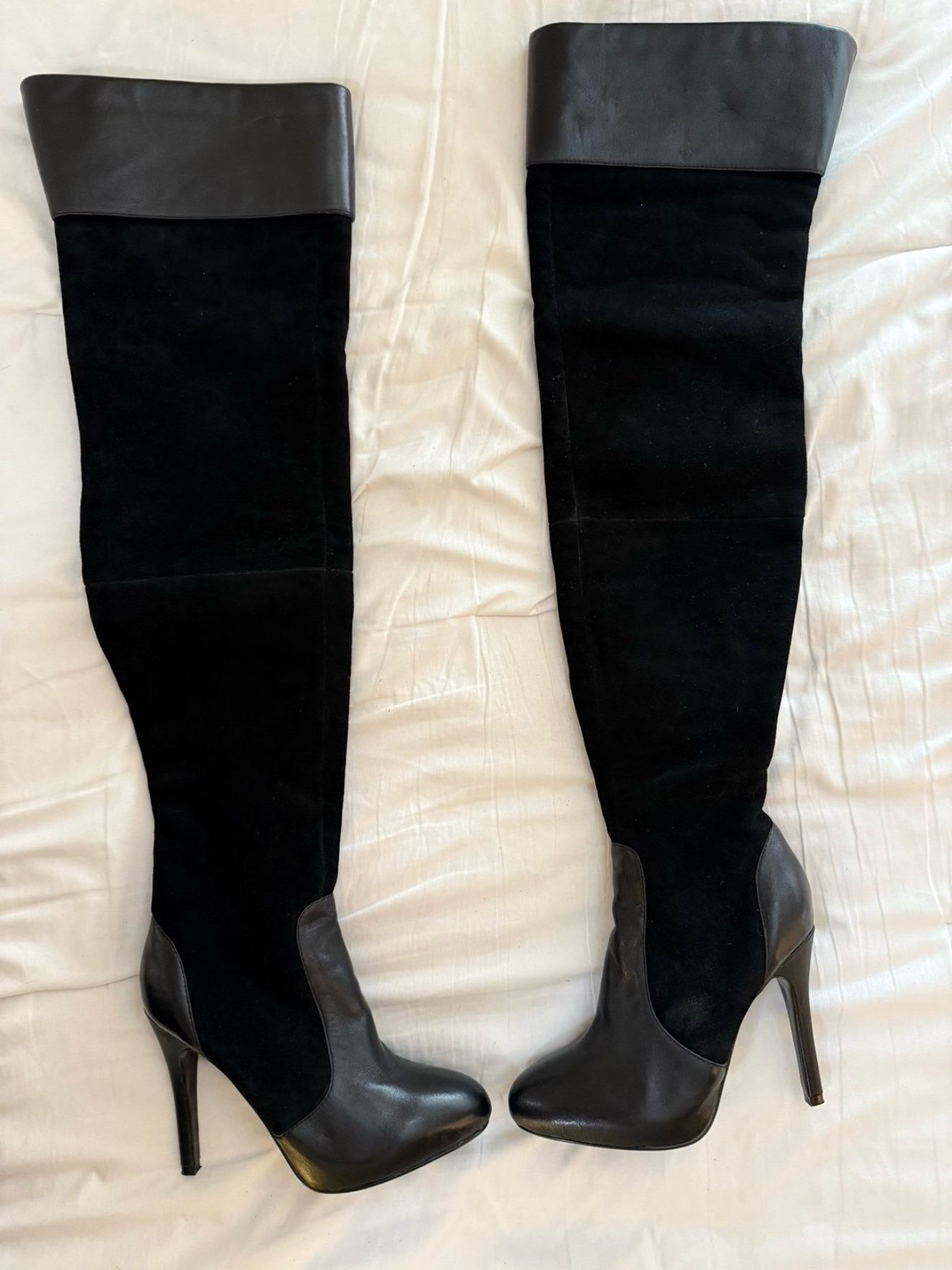 Colin Stuart Boots Womens Black Soft Suede Leather Thigh High Boots Size 6 M