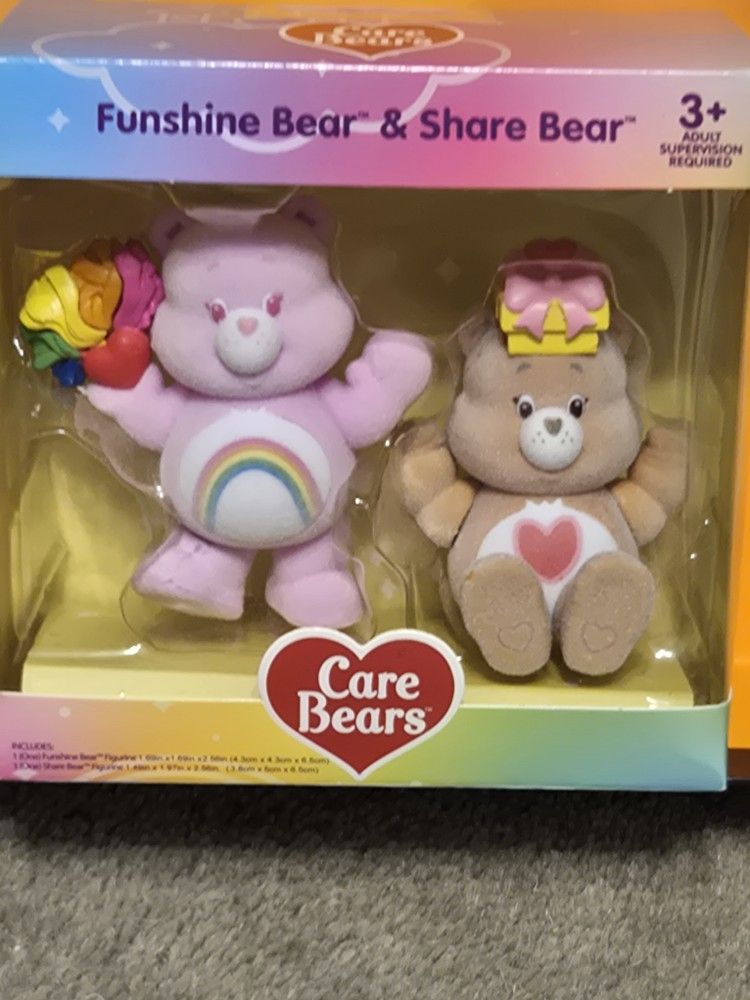 Care Bears Cheer & Tenderheart Bear FLOCKED 2 Figure Box Set 