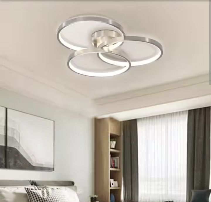 19.7 in. 1-Light Brushed Nickel Integrated LED Semi-Flush Mount Ceiling Lighting