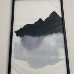 mountain blue picture with black frame