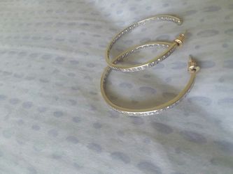 Gold over silver hoops with real diamond