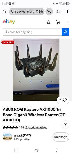 ASUS ROG Rapture AX11000 Tri Band Gigabit Wireless Router (GT-AX11000)