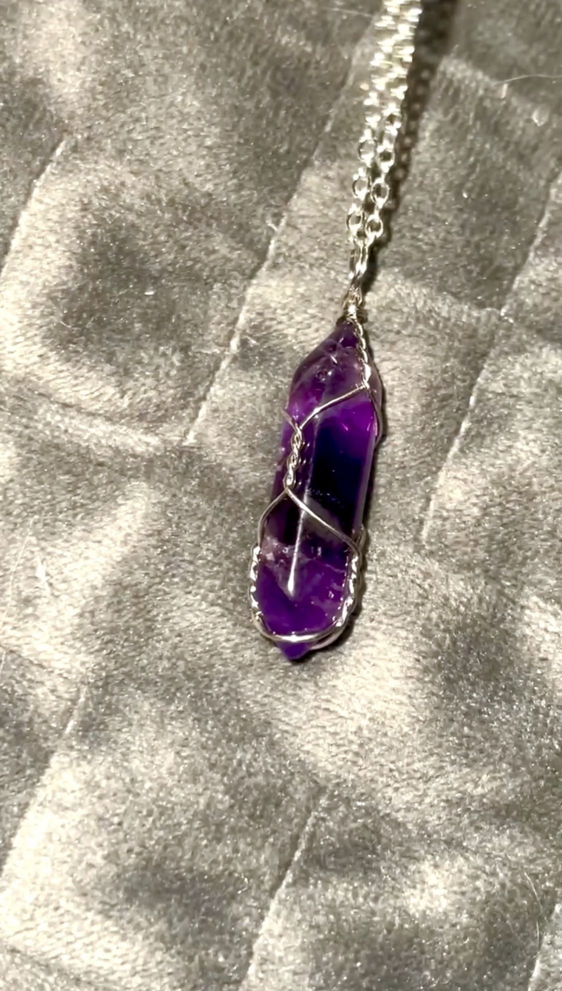 Wire Wrap Amethyst Crystal Pendant