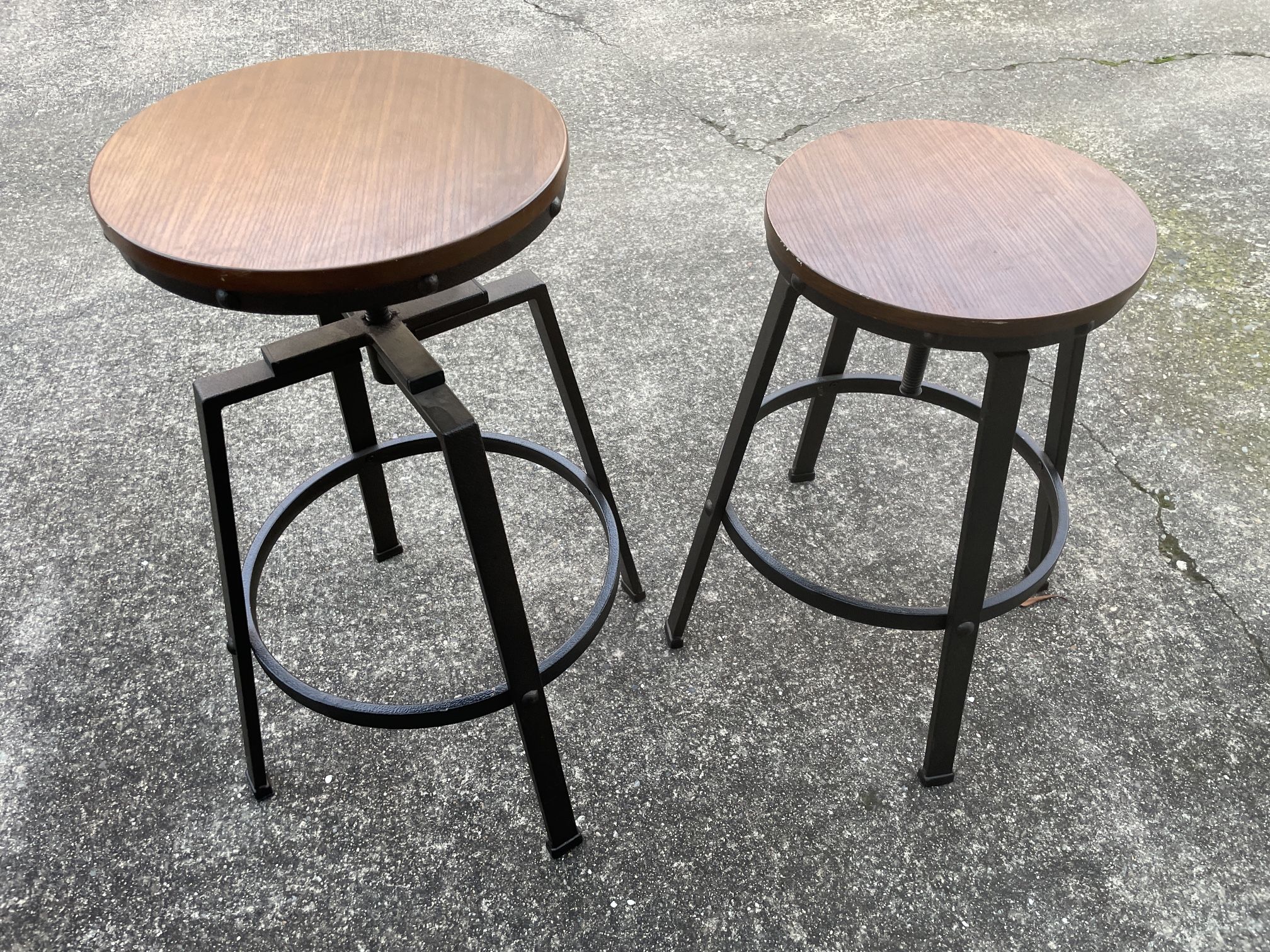 Stool - 2-Lewiston Adjustable Swivel Industrial Stools 24 3/4" H, 14" W.