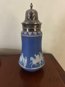 Wedgewood Jasperware sugar shaker with silver plated top