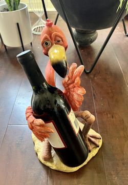 Pink Flamingo Wine Bottle Holder. 