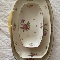 Rosenthal Else Ivory Floral Platters Set of 3 Kronach Germany Vintage Porcelain