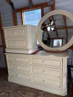 Dresser, nightstand and mirror