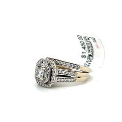 14kt White Gold Diamond Ring With Princess Cut & Bagguettes Size 4 1/2 6.20grams 161662 1