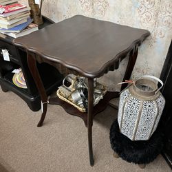 Vintage Square 2 Shelf Wood Side Table