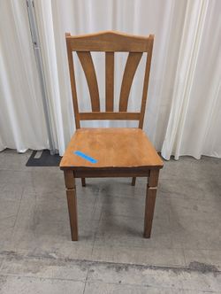 Brown Wood Dining Chair with Slatted Back