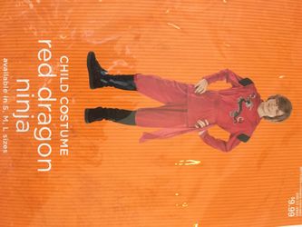 Boy Red dragon ninja Halloween costume size S 4-6 years