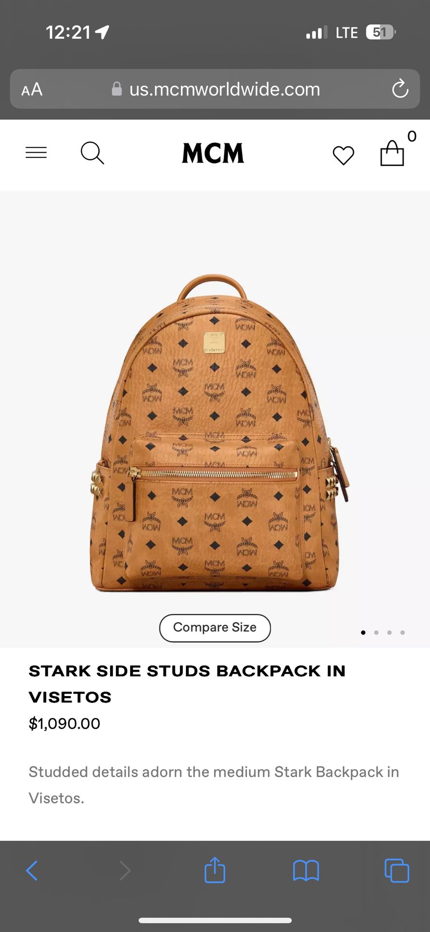 MCM Stark Backpack Visetos Side Stud Medium 