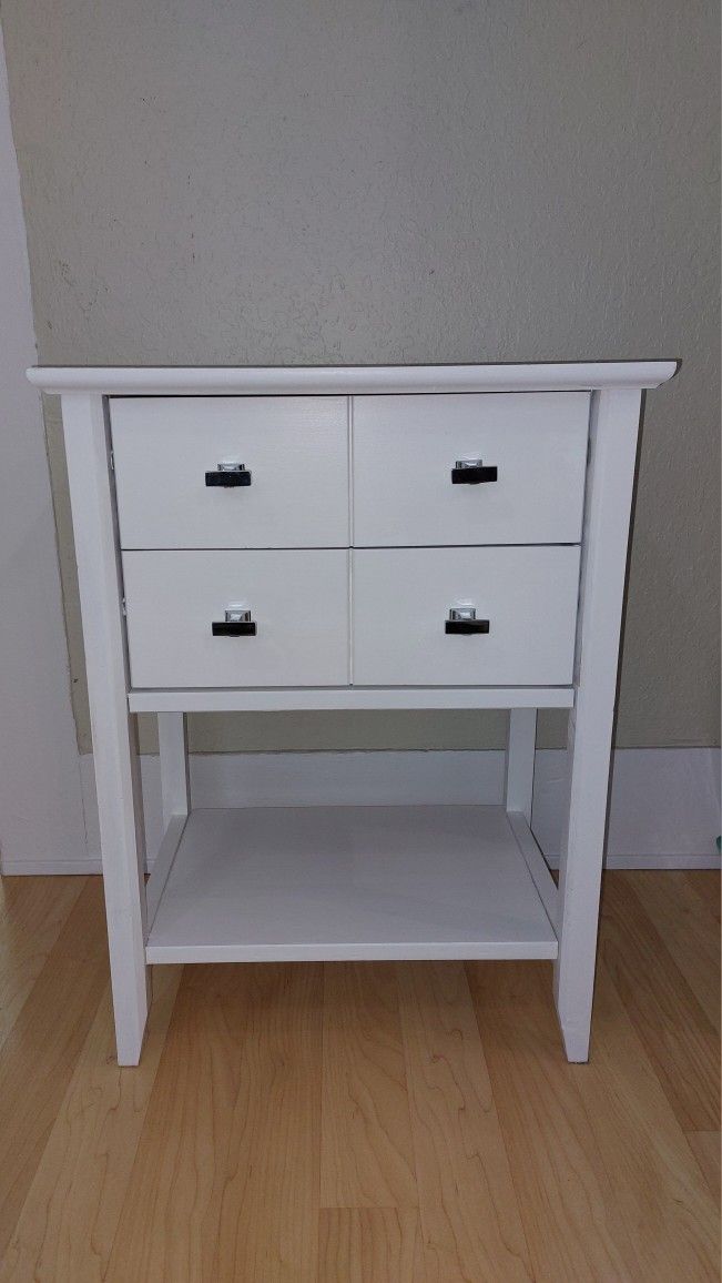Little 2 Drawer White Stand