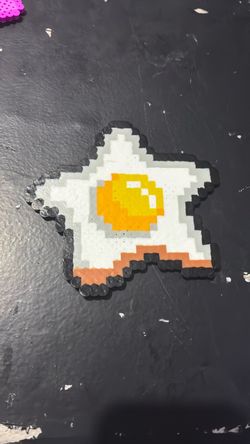 Handmade Perler Bead Fried Egg Art