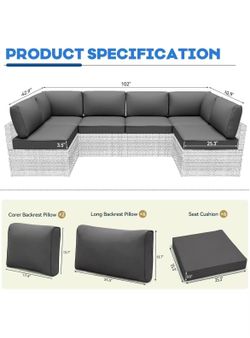 Only Cushion! New Outdoor Replacement Cushions for Patio Furniture,Water-Resistant Sofa Cushion for Rattan Wicker Sectional Patio Conversation Sets,14