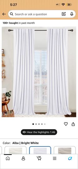 Curtains 2 Panels Set, 50" W x 96" L, Bright White